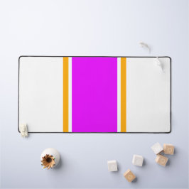 Heldere brede roze gele race strepen op wit bureaumat