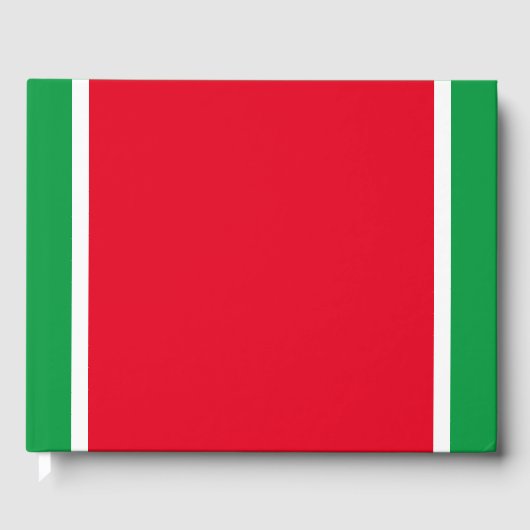 Heldere brede verticale rode witte groene randstre gastenboek (Voorkant)