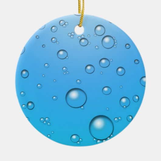 Heldere bubbels, blauw water keramisch ornament (Voorkant)