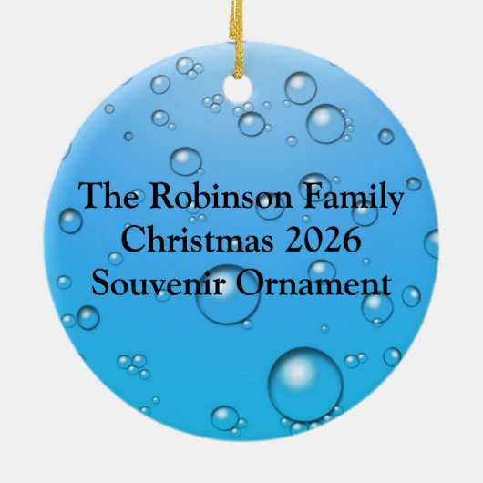 Heldere bubbels, blauw water keramisch ornament (Achterkant)