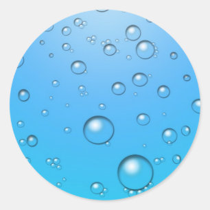 Heldere bubbels, blauw water ronde sticker