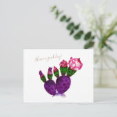 Heldere Cactus met Bloem Pen Tekening Botanisch Briefkaart (Staand voorkant)