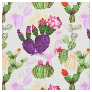 Heldere cactussen Pen Tekening Botanische Patroon Stof