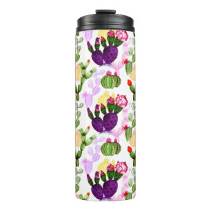 Heldere cactussen Pen Tekening Botanische Patroon Thermosbeker