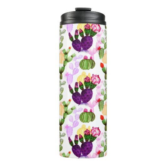 Heldere cactussen Pen Tekening Botanische Patroon Thermosbeker (Voorkant)