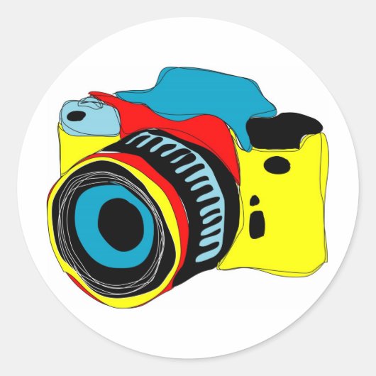 Heldere cameraillustratie ronde sticker (Voorkant)