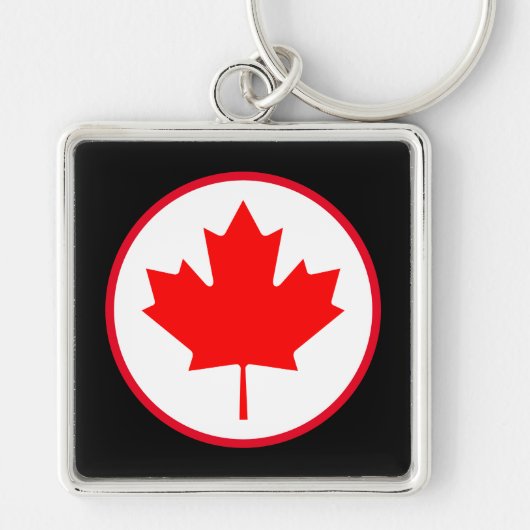 Heldere Canadese zwarte lebbenrode cirkel wit zwar Sleutelhanger (Voorkant)