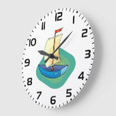 Heldere Cartoon Boat met Sail Fun Nautical Grote Klok (Hoek)