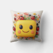 Heldere Cartoon met lieveheersbeestjes, bloemen Kussen (Achterkant)