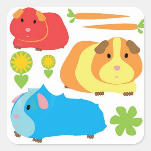 Heldere cavia's vierkante sticker (Voorkant)