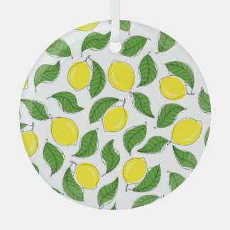 Heldere citroenen groen blad patroon glas ornament