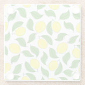 Heldere citroenen groen blad patroon glazen onderzetter (Achterkant)