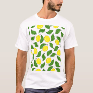 Heldere citroenen groen blad patroon t-shirt