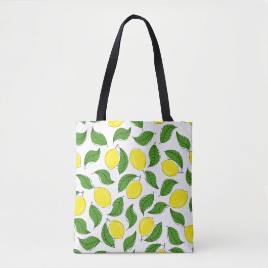 Heldere citroenen groen blad patroon tote bag (Voorkant)