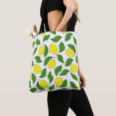 Heldere citroenen groen blad patroon tote bag (Dichtbij)