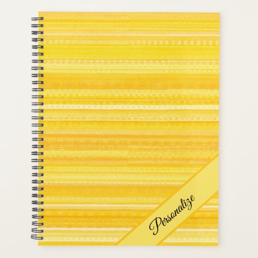 Heldere citroengele moderne streep patroon kalende planner (Voorkant)