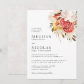 Heldere Citrus Boho Tropische Bloemen Huwelijk Kaart (Voorkant / Achterkant)