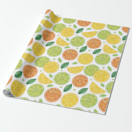 Heldere Citrus Schijf Patronen Cadeaupapier