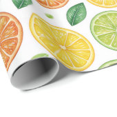 Heldere Citrus Schijf Patronen Cadeaupapier (Rol Hoek)