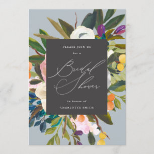 Heldere citrusbloemen Dusty Blue Vrijgezellenf Kaart