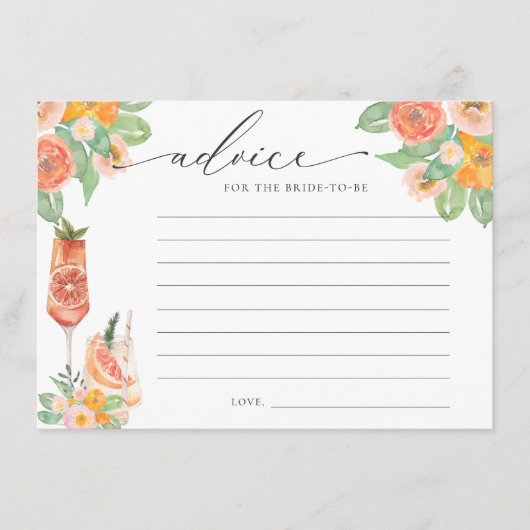 Heldere cocktail advies voor de bruid te zijn informatiekaartje (Voorkant)