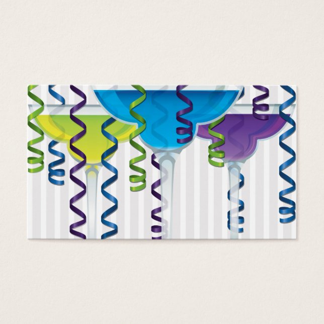 Heldere cocktail en lint visitekaartjes (Voorkant)