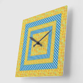 Heldere Daffodils, Jumbo White Polka Dots op Blauw Vierkante Klok (Hoek)