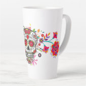 Heldere dag van de dode Catrina schedel met bloeme Latte Mok (Rechterhoek)