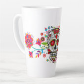 Heldere dag van de dode Catrina schedel met bloeme Latte Mok (Linkerhoek)
