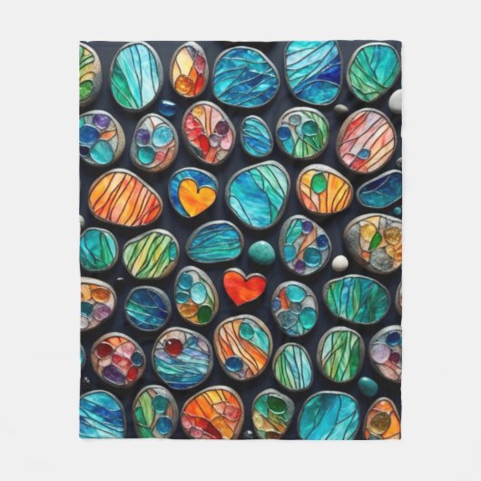 Heldere decoratieve geschilderde stenen fleece deken (Voorkant)