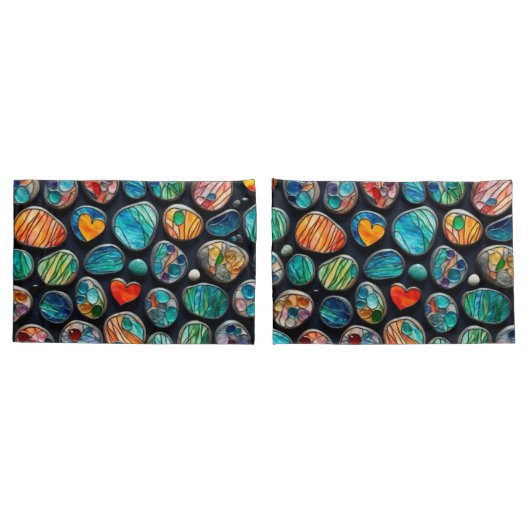 Heldere decoratieve geschilderde stenen kussensloop (Achterkant-Set)