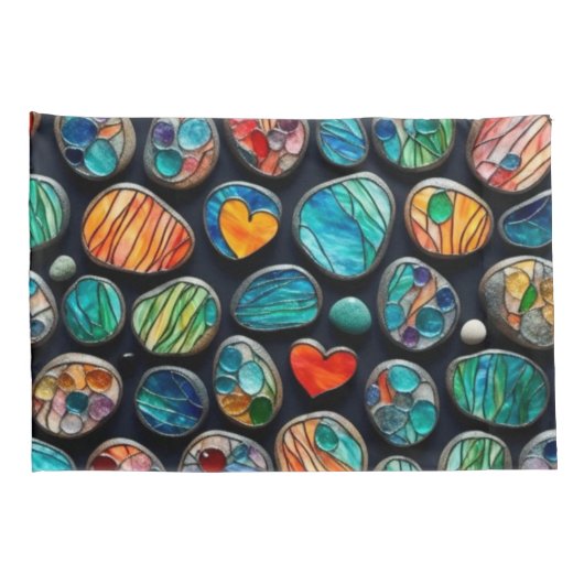 Heldere decoratieve geschilderde stenen kussensloop (Achterkant-Rechts)