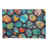 Heldere decoratieve geschilderde stenen kussensloop (Voorkant-Links)