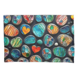 Heldere decoratieve geschilderde stenen kussensloop