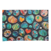 Heldere decoratieve geschilderde stenen kussensloop (Voorkant-Rechts)