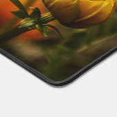 Heldere Deep Yellow Bloemen met Vlinder Bureaumat (Hoek)