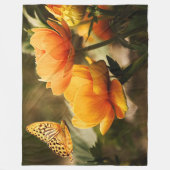 Heldere Deep Yellow Bloemen met Vlinder Fleece Deken (Voorkant)