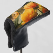 Heldere Deep Yellow Bloemen met Vlinder Golfheadcover (3/4 voorkant)