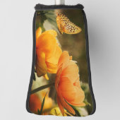 Heldere Deep Yellow Bloemen met Vlinder Golfheadcover (Draai 90)