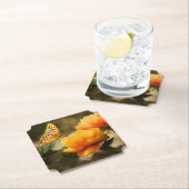 Heldere Deep Yellow Bloemen met Vlinder Kartonnen Onderzetters (Insitu)