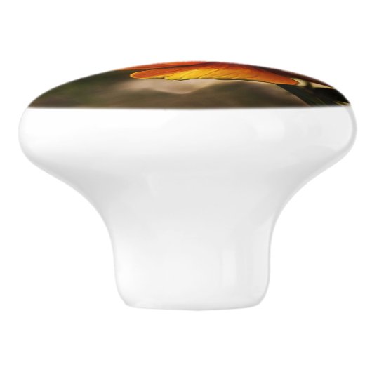 Heldere Deep Yellow Bloemen met Vlinder Keramische Knop (Zijkant)