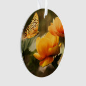 Heldere Deep Yellow Bloemen met Vlinder Ornament (voorkant)