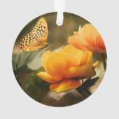 Heldere Deep Yellow Bloemen met Vlinder Ornament (achterkant)
