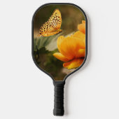 Heldere Deep Yellow Bloemen met Vlinder Pickleball Paddle (Achterkant)