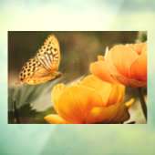 Heldere Deep Yellow Bloemen met Vlinder Raamsticker (Vel 3)