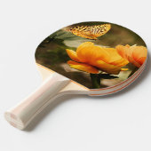 Heldere Deep Yellow Bloemen met Vlinder Tafeltennisbatje (Voorkant Gekanteld)