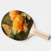 Heldere Deep Yellow Bloemen met Vlinder Tafeltennisbatje (Zijkant)