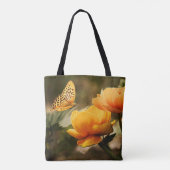 Heldere Deep Yellow Bloemen met Vlinder Tote Bag (Achterkant)