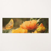 Heldere Deep Yellow Bloemen met Vlinder Yogamat (Voorkant (horizontaal))