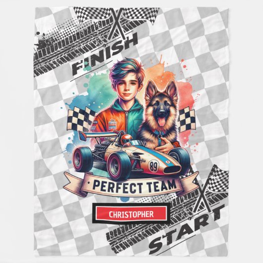 Heldere Deken Sport Auto Racer Boy Verjaardag (Voorkant)